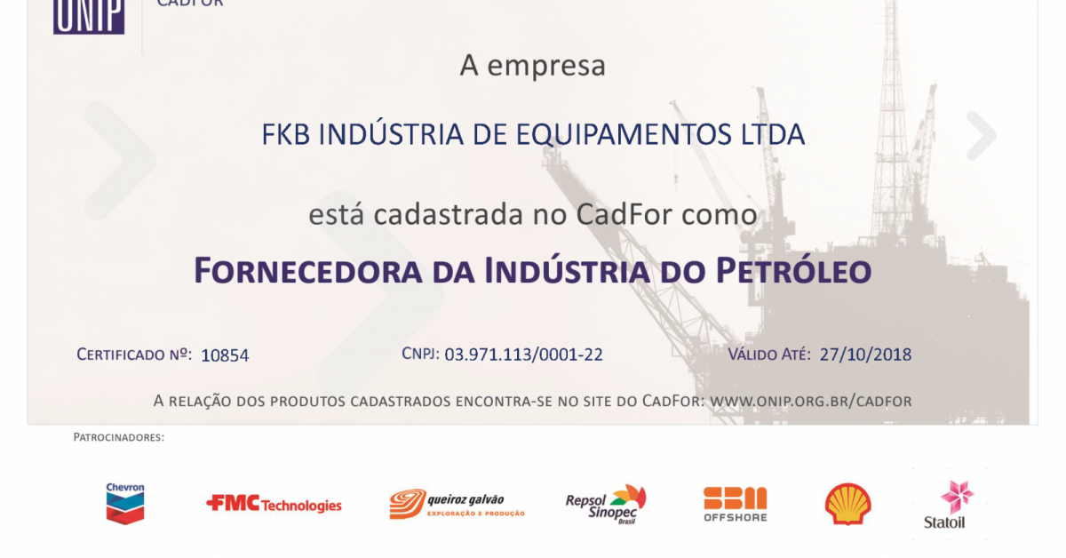 FKB fornecedora da Indústria de Petróleo